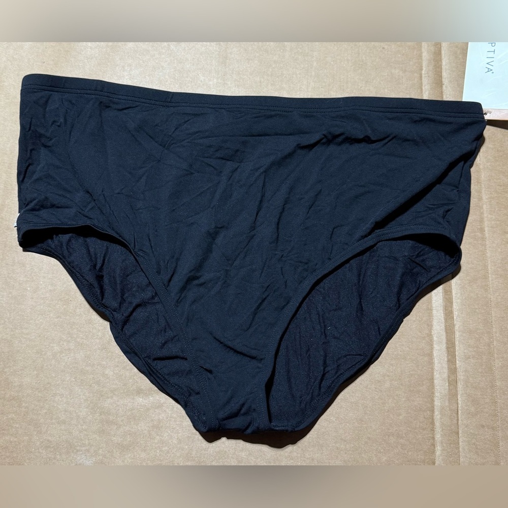 NWT Women’s Captiva Plus Size Solid Swimsuit Brief Bottom 3X Black